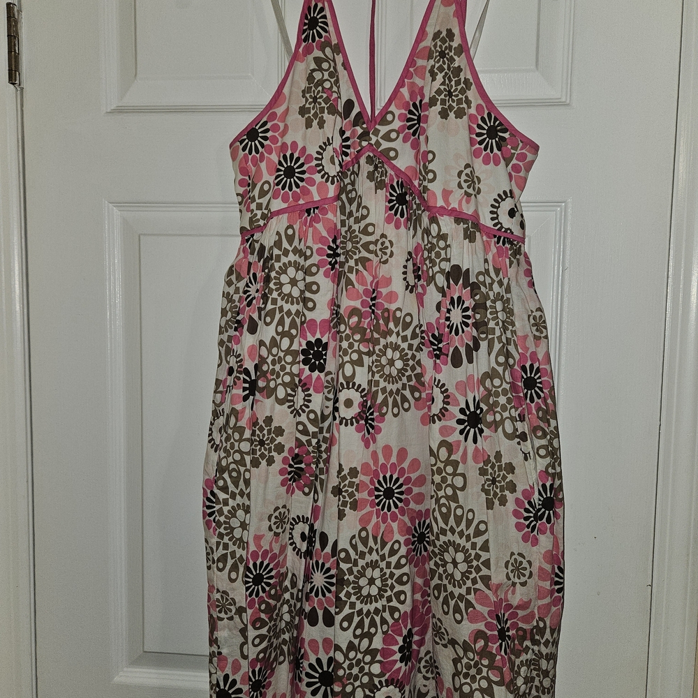 New York & Company Pink Floral Backless Summer Dress